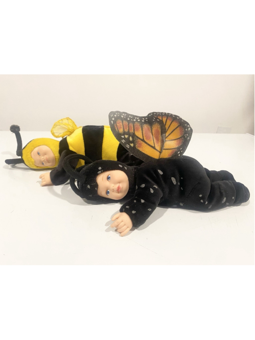 Vintage 1997 Anne Geddes Baby Doll Lot Bee Monarch Butterfly 12” Unimax